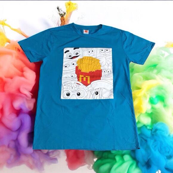 Authentic McDonald’s Collector's Cup Edition 2024 Employee Shirt Blue Sz Medium - Picture 1 of 6
